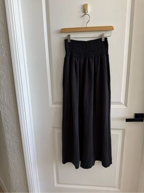 Anthropologie Black Smocked-Waist Maxi Skirt